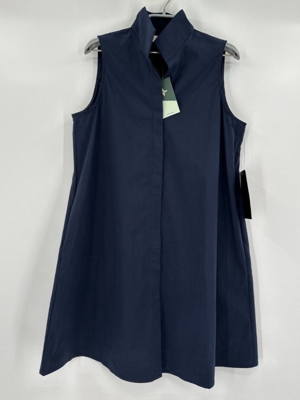 Tuckernuck Navy Blue Sleeveless Charlie Shirt Dress Stretch Sheen